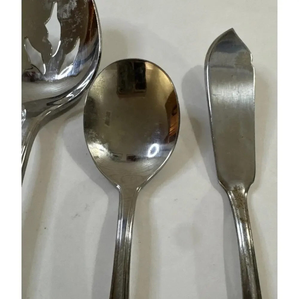 Estia ESI14 Vintage Stainless Serving Set 4 Pc Hostess Spoon Butter Knife MCM
